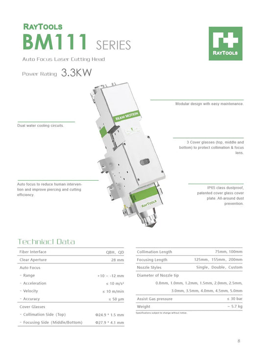 RayTools BM111 Auto Focus Laser Cutting Head